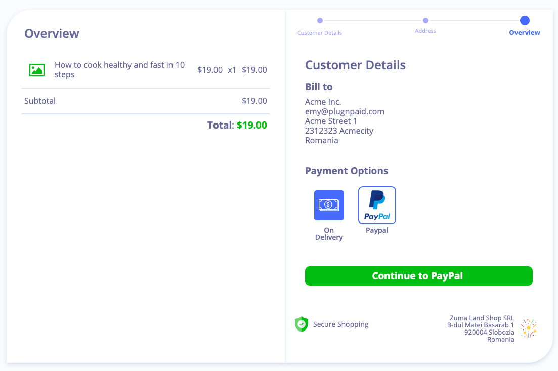 Shorter Checkout Flow in plug&paid carts